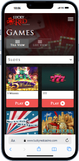 Slot games available on Lucky Red Casino App