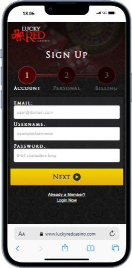 Screenshot of Lucky Red Casino App on Android device